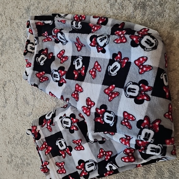 Disney Minnie Mouse Pajama Bottoms - Black, Red, White, and Gray Fleece - Picture 5 of 6